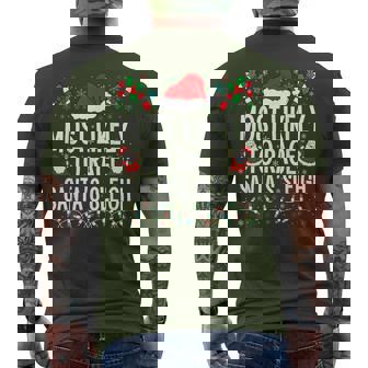 Most Likely To Race Santa's Sleigh Family Xmas Pajamas 2024 Men's T-shirt Back Print | Mazezy