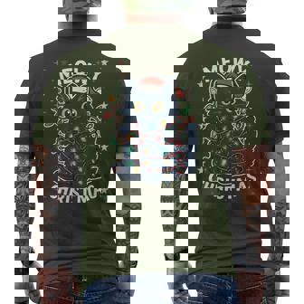 Meowy Catmas Cat Christmas Cute Cats Santa Hat Xmas Men's T-shirt Back Print - Thegiftio