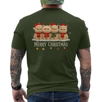 Meowy Catmas Cat Christmas Tree Xmas Persian Cat Owners Men's T-shirt Back Print - Thegiftio UK