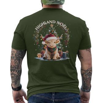 Merry Christmas Baby Highland Cow Xmas Farm Animal Lover Men's T-shirt Back Print - Thegiftio UK