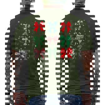 Merry Christmas Coquette Bow Xmas Pajamas Family Matching Men's T-shirt Back Print - Seseable