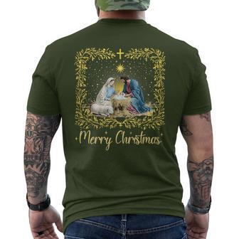 Merry Christmas Nativity Scene North Star Baby Jesus Christ Men's T-shirt Back Print - Thegiftio UK