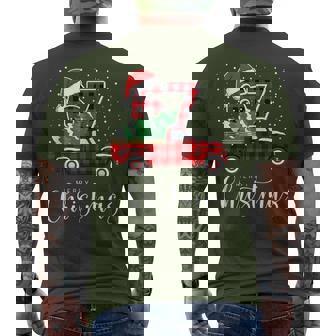 Merry Christmas Red Plaid Truck 67 Christmas Retro Vintage Men's T-shirt Back Print - Monsterry