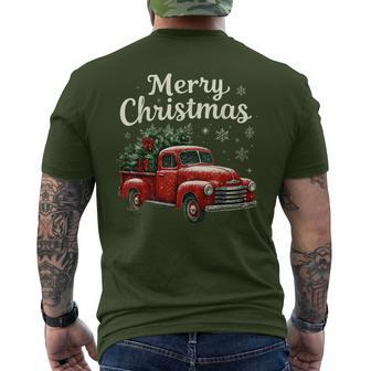Merry Christmas Red Truck Tree Family Matching Pajama Xmas Men's T-shirt Back Print - Thegiftio UK