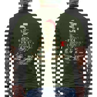 Merry Christmas Xmas Skull Skeleton Matching Pajamas Men's T-shirt Back Print - Monsterry