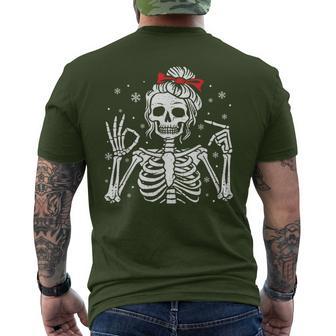 Merry Christmas Xmas Skull Skeleton Matching Pajamas Men's T-shirt Back Print - Thegiftio UK
