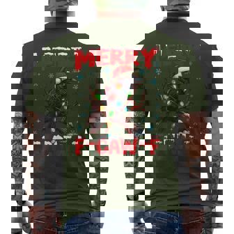 Merry F-Caw-F Christmas Black Crow Black Bird Meme Men's T-shirt Back Print - Seseable