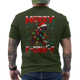 Merry F-Caw-F Christmas Black Crow Black Bird Meme Men's T-shirt Back Print - Thegiftio UK