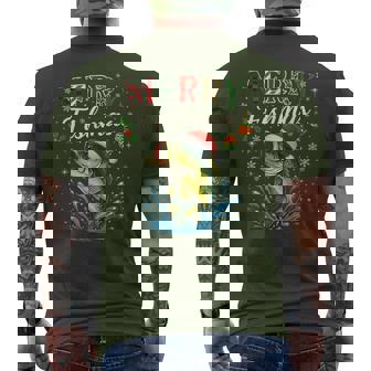 Merry Fishmas Hat Santa Fishing Merry Xmas Christmas Men's T-shirt Back Print - Monsterry