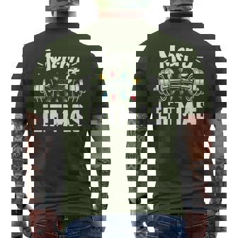 Merry Liftmas Barbell Christmas Lights Gym Men's T-shirt Back Print | Seseable CA