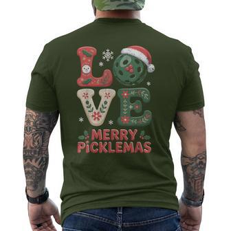 Merry Picklemas Christmas Pickleball Love Santa Hat Men's T-shirt Back Print - Thegiftio UK