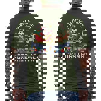 Merry Pixel Christmas Retro Santa And Reindeer 8-Bit Men's T-shirt Back Print - Seseable