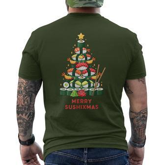 Merry Sushixmas Sushi Christmas Tree Japanese Xmas Men's T-shirt Back Print - Thegiftio UK