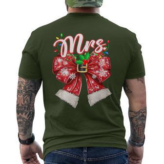 Mr & Mrs Couples Coquette Bow Santa Claus Christmas Pajama Men's T-shirt Back Print - Thegiftio UK