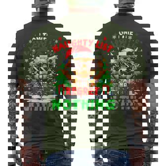 On The Naughty List And Reget Nothing Christmas Highland Cow Men's T-shirt Back Print | Mazezy