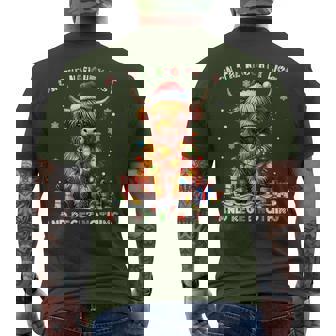 On The Naughty List And Reget Nothing Christmas Highland Cow Men's T-shirt Back Print - Thegiftio