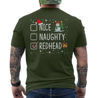 Naughty Nice Redhead Christmas Pajamas Santa Hat Xmas Men's T-shirt Back Print - Monsterry