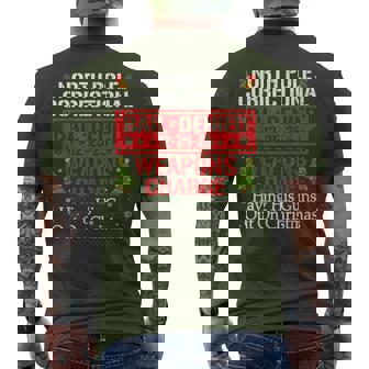 North Pole Correctional Having His Guns Out On Christmas Men's T-shirt Back Print - Seseable