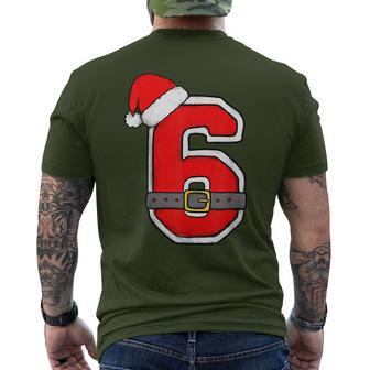 Number 6 6Th Birthday Six Christmas Santa Hat Happy Birthday Men's T-shirt Back Print - Thegiftio UK