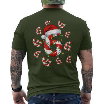 Number 6 Matching 67 Meme Christmas Pajamas Candy Cane Men's T-shirt Back Print - Monsterry
