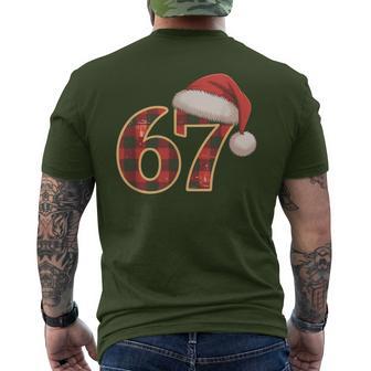Number 67 Christmas Six Seven Matching Xmas Santa Hat Pjs Men's T-shirt Back Print - Thegiftio UK