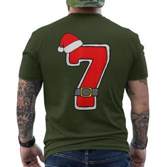 Number 7 7Th Birthday Christmas Santa Hat Happy Birthday Men's T-shirt Back Print - Thegiftio UK