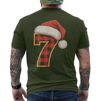 Number 7 Christmas Six Seven 67 Matching Xmas Santa Hat Pjs Men's T-shirt Back Print - Thegiftio
