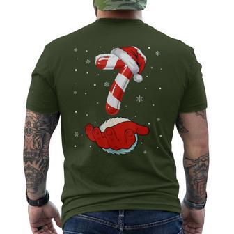 Number 7 Matching 67 Meme Candy Cane Christmas Pajamas Men's T-shirt Back Print - Monsterry