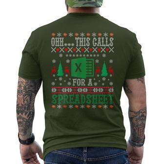 Oh This Calls For A Spreadsheet Christmas Ugly Sweater Excel Men's T-shirt Back Print - Thegiftio UK