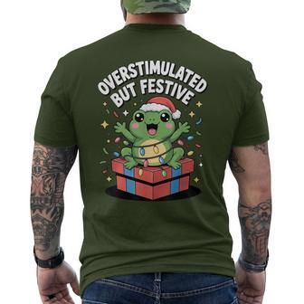 Overstimulated But Festive Frog Christmas Lights Men's T-shirt Back Print - Thegiftio UK