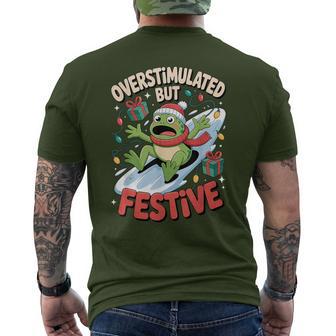 Overstimulated But Festive Frog Christmas Slide Men's T-shirt Back Print - Thegiftio UK