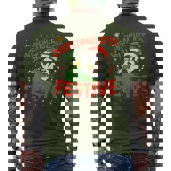 Overstimulated But Festive Penguin Christmas Holiday Men's T-shirt Back Print - Thegiftio