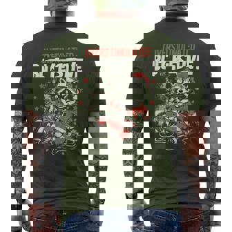 Overstimulated But Festive Raccoon Christmas Men's T-shirt Back Print | Mazezy