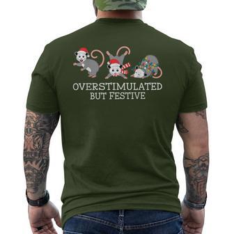 Overstimulated But Festive Opossum Christmas Xmas Men's T-shirt Back Print - Thegiftio UK