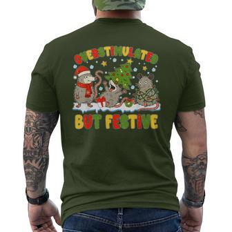 Overstimulated But Festive Opossum Ugly Sweater Christmas Men's T-shirt Back Print - Thegiftio UK