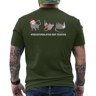 Overstimulated But Festive Possum Christmas Men's T-shirt Back Print - Thegiftio UK