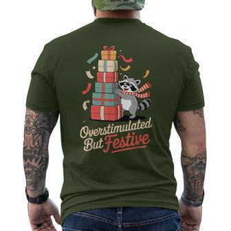 Overstimulated But Festive Raccoon Christmas Chaos Men's T-shirt Back Print - Thegiftio UK