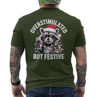 Overstimulated But Festive Raccoon Christmas Xmas Men's T-shirt Back Print - Thegiftio UK