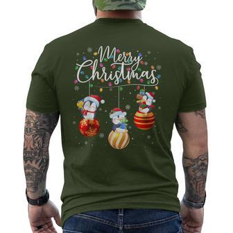 Penguin Merry Christmas Lights Ornaments Balls Penguins Xmas Men's T-shirt Back Print - Thegiftio UK