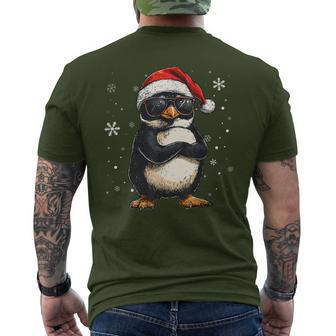 Penguin Santa Hat Penguin Lovers Xmas Christmas Pajama Men's T-shirt Back Print - Thegiftio UK
