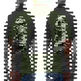 Persian Cat Dj With Sunglasses Santa Hat Christmas Music Men's T-shirt Back Print | Mazezy