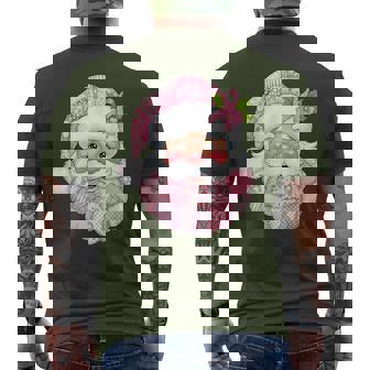 Pink Patchwork Santa Breast Cancer Awareness Christmas Men's T-shirt Back Print - Thegiftio