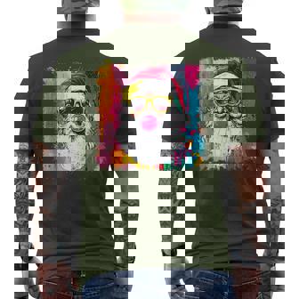 Preppy Watercolor Santa Bubble Gum Pink Sunglasses Christmas Men's T-shirt Back Print - Thegiftio