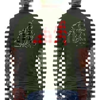 Red Buffalo Plaid Pajama Bigfoot Christmas Men's T-shirt Back Print | Mazezy