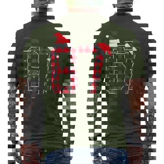 Red Plaid Six Seven Christmas Pajama 67 Meme Xmas Lights Boy Men's T-shirt Back Print - Thegiftio