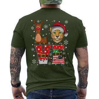 Reindeer Elf Santa Hat Love Cheetah Animal Xmas Men's T-shirt Back Print - Thegiftio UK