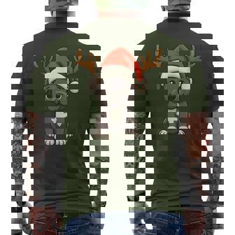 Reindeer Santa Hat Pitbull Terrier Dog Christmas Holiday Men's T-shirt Back Print | Seseable FR