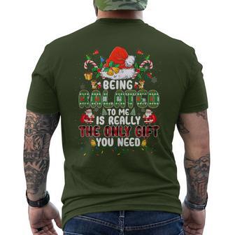 Being Related To Me Christmas Family Ugly Sweater Pajamas Men's T-shirt Back Print - Thegiftio UK