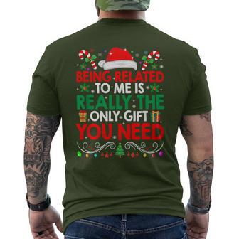 Being Related To Me Christmas Family Xmas Pajamas Men Men's T-shirt Back Print - Thegiftio UK