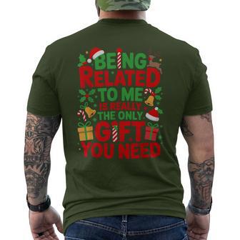 Being Related To Me Christmas Xmas Family Pajamas Men's T-shirt Back Print - Thegiftio UK